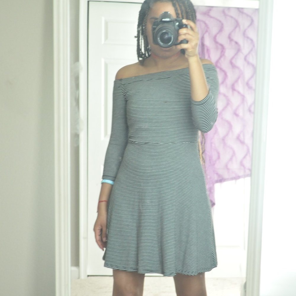 Striped Off the Shoulder  Dress